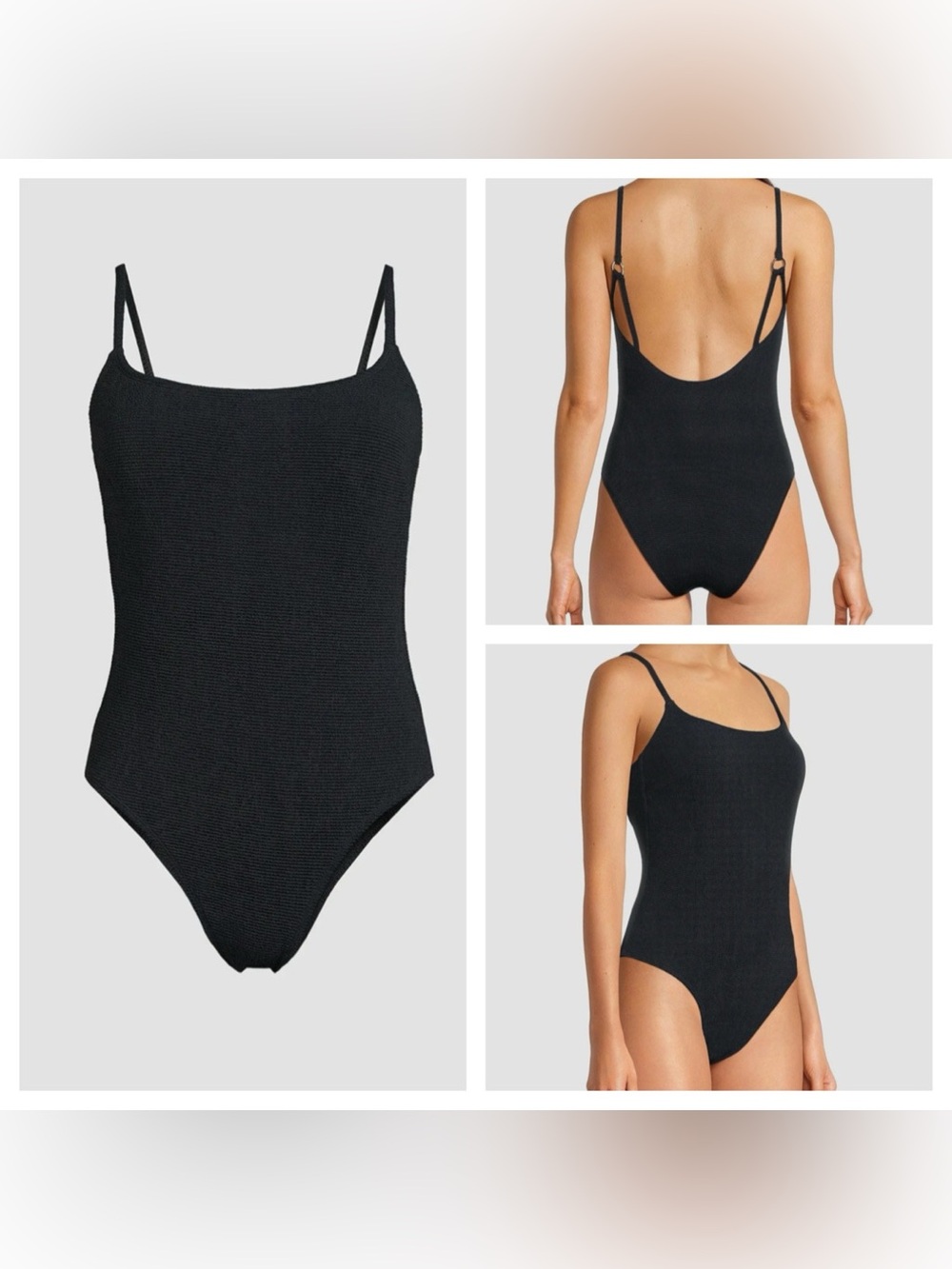 Milly Grace Solid One-Piece Swimsuit Classic Black Ribbed One-Piece Swimsuit S